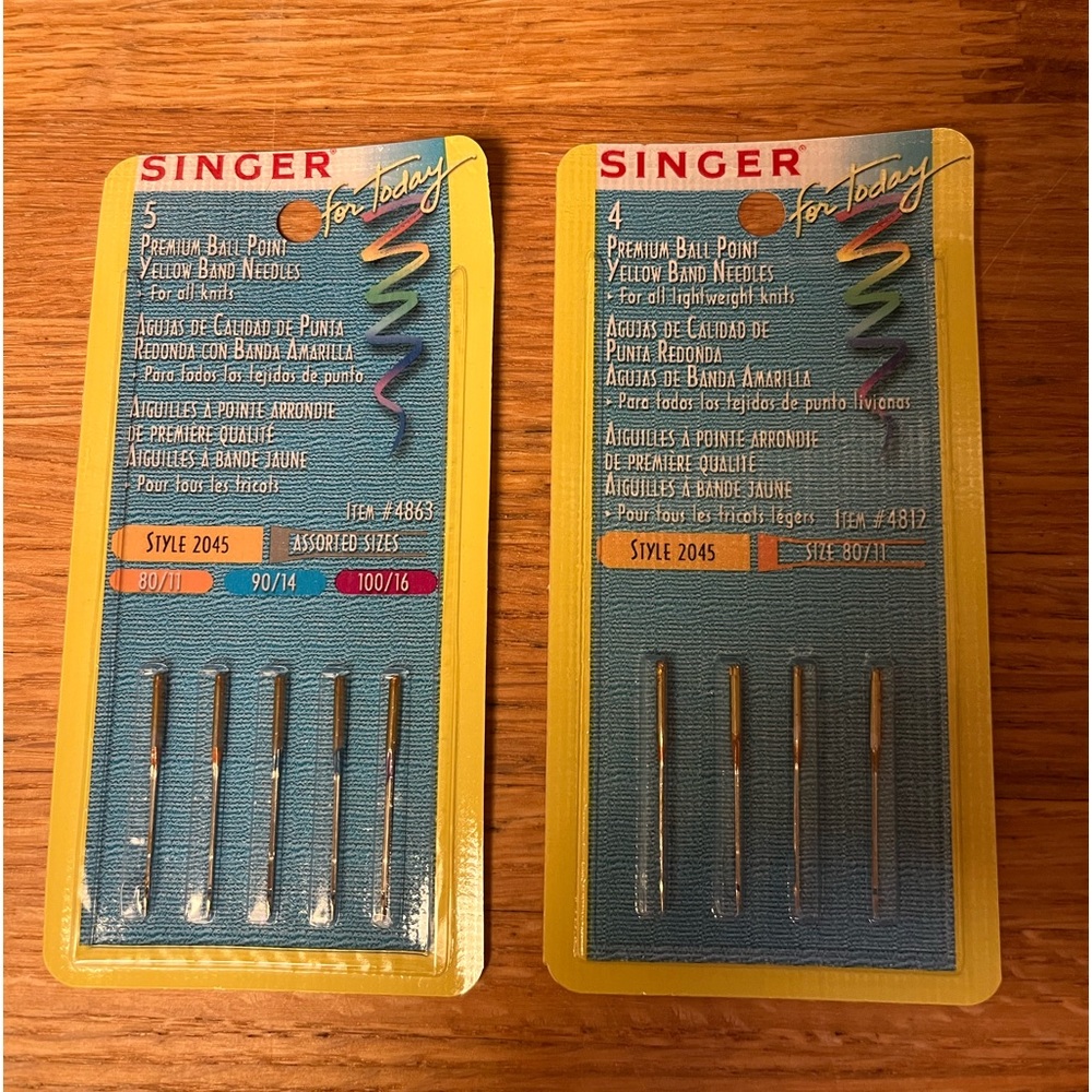 Singer Premium Ball Point Yellow Band needles for For 9 needles total